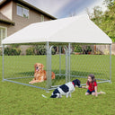 Outdoor Large Dog Kennel 6.6 x 6.6 FT, Heavy Duty Dog Enclosure with UV & Rain-Proof Fully Covered Roof, Rustproof Metal Mesh, Double Security Locks (79" L * 79" W * 63" H)