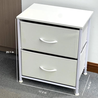 2 Drawer Dresser for Bedroom, Chest of Drawers, Fabric White Dresser with Deep Drawers, Storage Dressers Organizer for Bedroom, Living Room, Hallway (Fabric White 02)