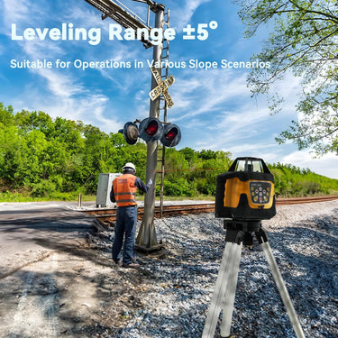 Self-Leveling 0.11"/100' Rotary Laser, 2000' Rotary Laser Level Kit, IP66 with Aluminum Tripod, Grade Rod for Grading
