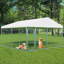 Outdoor Large Dog Kennel 10 x 10 FT, Heavy Duty Dog Enclosure with UV & Rain-Proof Fully Covered Roof, Rustproof Metal Mesh, Double Security Locks