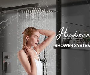 Matte Black Shower System, 10” Rain Shower Faucet with Tub Spout & Handheld, High Pressure Wall Mount Valve Kit