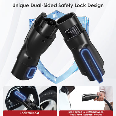NACS to J1772 Charging Adapter,Max 60 Amp & 250V Tesla to J1772 EV Charging Adapter Compatible with IP55 Tesla High-Power Connectors, Destination and Mobile Chargers, Safety Lock
